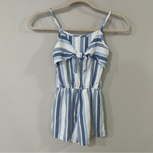Abercrombie Kids Blue White Striped Sleeveless Romper Girls Youth Size 9/10 - Picture 1 of 6